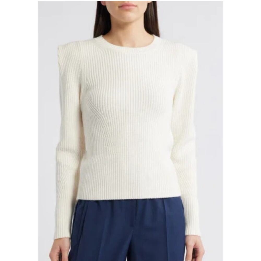BOSS Sweater Cream Crewneck Frarimi Extended Shoulder Long Sleeve